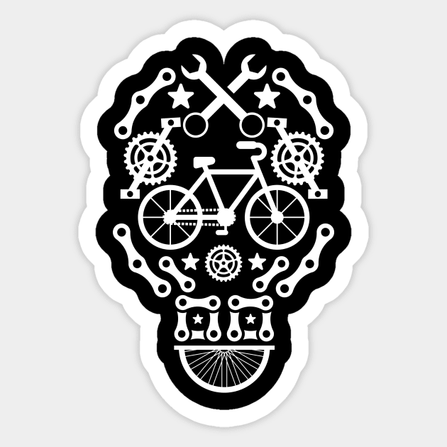 Funny Bicycle Cycling Skull Humor Graphic Sticker by Circle-Print